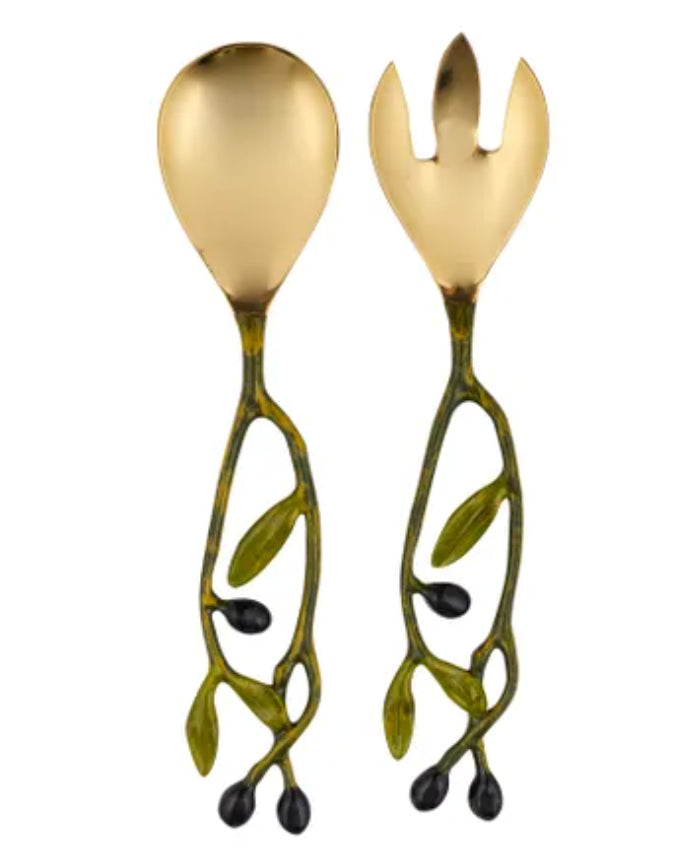 Oamra Stainless Steel/Brass Salad Servers 28cm