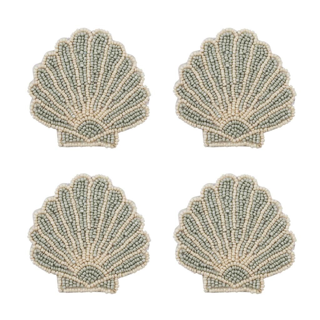 Venus S/4 Beaded Coasters 10cm Seafoam