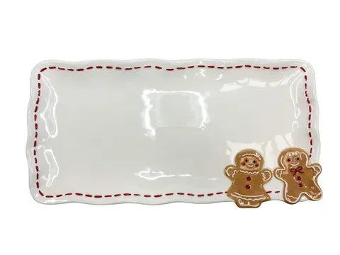 Gingerbread Platter Ceramic 17x35cm Wht