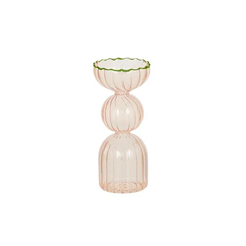 Rosie Glass Vase 7x15.5cm Pink/Green