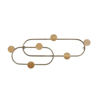 Ang Metal/Wood Hooks 70x30cm Gold