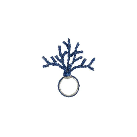 Coral Beaded Napkin Rings 12cm Blue