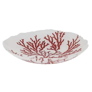 Atoll Glass Bowl 33x7cm White/Red