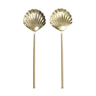 Clam S/2 S/Steel Salad Servers 28cm Gold