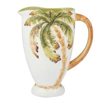 Palmera Ceramic Jug 20x16x24cm Ivory/Grn